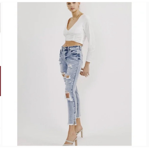 KanCan Collie High Rise Distressed Mom Jean - Picture 3 of 10